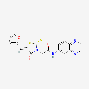 2-[(5Z)-5-(furan-2-ylmethylidene)-4-oxo-2-thioxo-1,3-thiazolidin-3-yl]-N-(quinoxalin-6-yl)acetamide