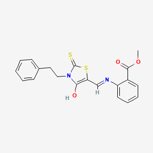 methyl 2-({(E)-[4-oxo-3-(2-phenylethyl)-2-thioxo-1,3-thiazolidin-5-ylidene]methyl}amino)benzoate