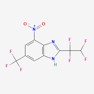 molecular formula C10H4F7N3O2 B1219105 7-Nitro-2-(1,1,2,2-tetrafluoroethyl)-5-(trifluoromethyl)benzimidazole CAS No. 73618-59-4