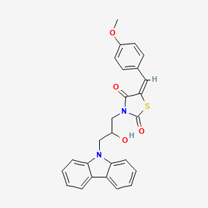 molecular formula C26H22N2O4S B12191114 (5E)-3-[3-(9H-carbazol-9-yl)-2-hydroxypropyl]-5-(4-methoxybenzylidene)-1,3-thiazolidine-2,4-dione 