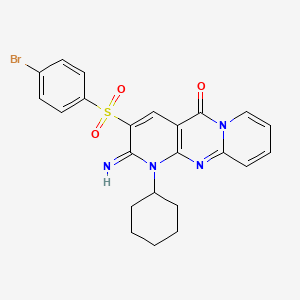 5-(4-bromophenyl)sulfonyl-7-cyclohexyl-6-imino-1,7,9-triazatricyclo[8.4.0.03,8]tetradeca-3(8),4,9,11,13-pentaen-2-one