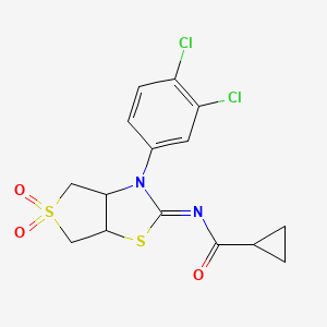 molecular formula C15H14Cl2N2O3S2 B12191147 N-[(2Z)-3-(3,4-dichlorophenyl)-5,5-dioxidotetrahydrothieno[3,4-d][1,3]thiazol-2(3H)-ylidene]cyclopropanecarboxamide 