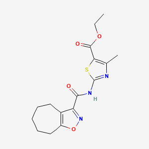 molecular formula C16H19N3O4S B12191176 ethyl 4-methyl-2-[(5,6,7,8-tetrahydro-4H-cyclohepta[d][1,2]oxazol-3-ylcarbonyl)amino]-1,3-thiazole-5-carboxylate 