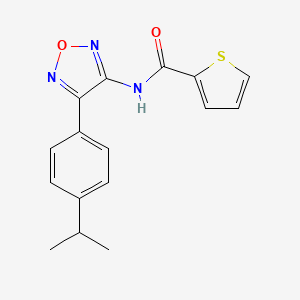 molecular formula C16H15N3O2S B12191258 N-{4-[4-(propan-2-yl)phenyl]-1,2,5-oxadiazol-3-yl}thiophene-2-carboxamide 