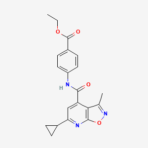 molecular formula C20H19N3O4 B12191291 Ethyl 4-{[(6-cyclopropyl-3-methyl[1,2]oxazolo[5,4-b]pyridin-4-yl)carbonyl]amino}benzoate 