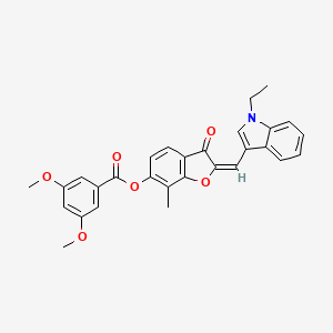 (2E)-2-[(1-ethyl-1H-indol-3-yl)methylidene]-7-methyl-3-oxo-2,3-dihydro-1-benzofuran-6-yl 3,5-dimethoxybenzoate