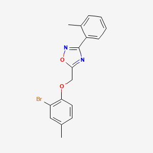 molecular formula C17H15BrN2O2 B12191368 5-[(2-Bromo-4-methylphenoxy)methyl]-3-(2-methylphenyl)-1,2,4-oxadiazole 