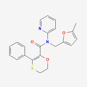 molecular formula C22H20N2O3S B12191400 N-[(5-methylfuran-2-yl)methyl]-3-phenyl-N-(pyridin-2-yl)-5,6-dihydro-1,4-oxathiine-2-carboxamide 