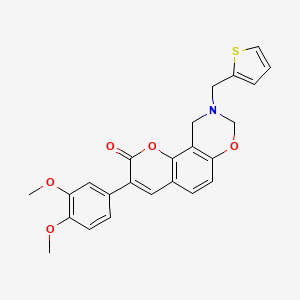 3-(3,4-dimethoxyphenyl)-9-(thiophen-2-ylmethyl)-9,10-dihydro-2H,8H-chromeno[8,7-e][1,3]oxazin-2-one