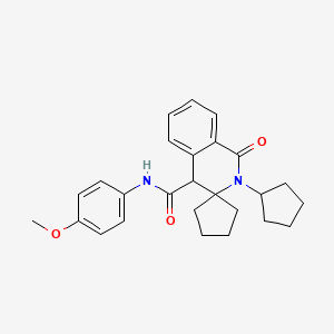 molecular formula C26H30N2O3 B12191530 2'-cyclopentyl-N-(4-methoxyphenyl)-1'-oxo-1',4'-dihydro-2'H-spiro[cyclopentane-1,3'-isoquinoline]-4'-carboxamide 