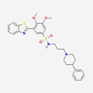 molecular formula C29H33N3O4S2 B1219155 3-(2-Benzothiazolyl)-4,5-dimethoxy-N-(3-(4-phenylpiperidinyl)propyl)benzenesulfonamide CAS No. 97467-29-3