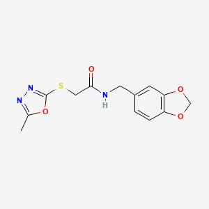 N-[(2H-1,3-benzodioxol-5-yl)methyl]-2-[(5-methyl-1,3,4-oxadiazol-2-yl)sulfanyl]acetamide