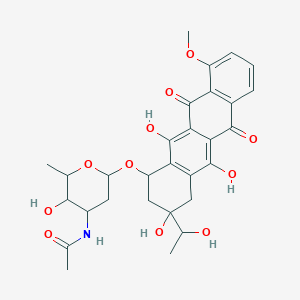 molecular formula C29H33NO11 B1219158 N-[3-hydroxy-2-methyl-6-[[3,5,12-trihydroxy-3-(1-hydroxyethyl)-10-methoxy-6,11-dioxo-2,4-dihydro-1H-tetracen-1-yl]oxy]oxan-4-yl]acetamide CAS No. 99296-47-6