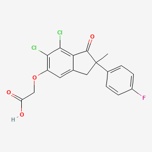 molecular formula C18H13Cl2FO4 B1219161 ((6,7-Dichloro-2-(4-fluorophenyl)-2-methyl-1-oxo-5-indanyl)oxy)acetic acid CAS No. 66015-25-6