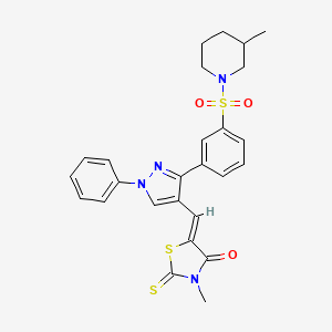 molecular formula C26H26N4O3S3 B12191659 (5Z)-3-methyl-5-[(3-{3-[(3-methylpiperidin-1-yl)sulfonyl]phenyl}-1-phenyl-1H-pyrazol-4-yl)methylidene]-2-thioxo-1,3-thiazolidin-4-one 