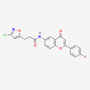 3-(3-chloro-1,2-oxazol-5-yl)-N-[2-(4-fluorophenyl)-4-oxo-4H-chromen-6-yl]propanamide