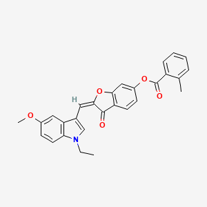 (2E)-2-[(1-ethyl-5-methoxy-1H-indol-3-yl)methylidene]-3-oxo-2,3-dihydro-1-benzofuran-6-yl 2-methylbenzoate