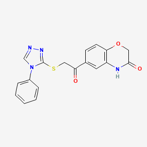 molecular formula C18H14N4O3S B12191793 6-{2-[(4-phenyl-4H-1,2,4-triazol-3-yl)sulfanyl]acetyl}-3,4-dihydro-2H-1,4-benzoxazin-3-one 