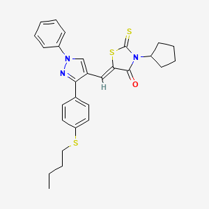 (5Z)-5-({3-[4-(butylsulfanyl)phenyl]-1-phenyl-1H-pyrazol-4-yl}methylidene)-3-cyclopentyl-2-thioxo-1,3-thiazolidin-4-one