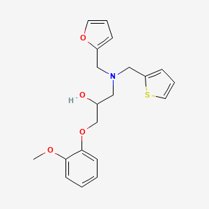 molecular formula C20H23NO4S B12191813 1-[(Furan-2-ylmethyl)(thiophen-2-ylmethyl)amino]-3-(2-methoxyphenoxy)propan-2-ol 