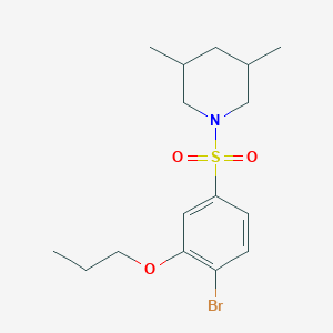 molecular formula C16H24BrNO3S B12191863 1-(4-Bromo-3-propoxybenzenesulfonyl)-3,5-dimethylpiperidine 