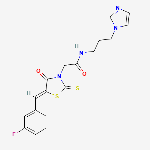 2-[(5Z)-5-(3-fluorobenzylidene)-4-oxo-2-thioxo-1,3-thiazolidin-3-yl]-N-[3-(1H-imidazol-1-yl)propyl]acetamide