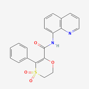 molecular formula C20H16N2O4S B12191960 3-phenyl-N-(quinolin-8-yl)-5,6-dihydro-1,4-oxathiine-2-carboxamide 4,4-dioxide 