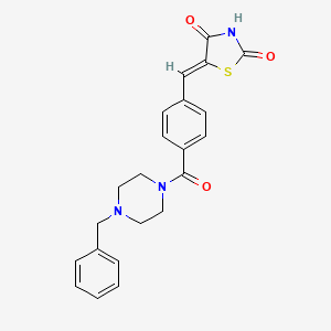 molecular formula C22H21N3O3S B12191988 (5Z)-5-{4-[(4-benzylpiperazin-1-yl)carbonyl]benzylidene}-1,3-thiazolidine-2,4-dione 