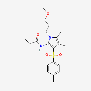 molecular formula C20H28N2O4S B12191989 N-{1-(3-methoxypropyl)-4,5-dimethyl-3-[(4-methylphenyl)sulfonyl]-1H-pyrrol-2-yl}propanamide 