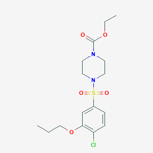 molecular formula C16H23ClN2O5S B12191996 Ethyl 4-[(4-chloro-3-propoxyphenyl)sulfonyl]piperazinecarboxylate 