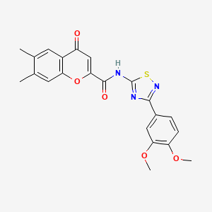 molecular formula C22H19N3O5S B12192042 N-[3-(3,4-dimethoxyphenyl)-1,2,4-thiadiazol-5-yl]-6,7-dimethyl-4-oxo-4H-chromene-2-carboxamide 