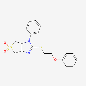 2-[(2-phenoxyethyl)sulfanyl]-1-phenyl-3a,4,6,6a-tetrahydro-1H-thieno[3,4-d]imidazole 5,5-dioxide