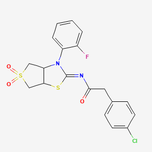 2-(4-chlorophenyl)-N-[(2E)-3-(2-fluorophenyl)-5,5-dioxidotetrahydrothieno[3,4-d][1,3]thiazol-2(3H)-ylidene]acetamide