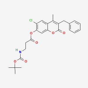 3-benzyl-6-chloro-4-methyl-2-oxo-2H-chromen-7-yl N-(tert-butoxycarbonyl)-beta-alaninate