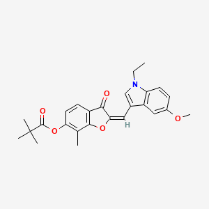 molecular formula C26H27NO5 B12192175 (2E)-2-[(1-ethyl-5-methoxy-1H-indol-3-yl)methylidene]-7-methyl-3-oxo-2,3-dihydro-1-benzofuran-6-yl 2,2-dimethylpropanoate 