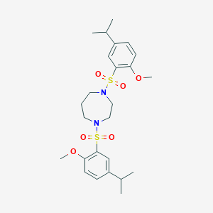 molecular formula C25H36N2O6S2 B12192203 1,4-Bis[2-methoxy-5-(propan-2-yl)benzenesulfonyl]-1,4-diazepane 