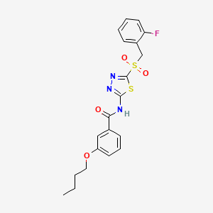 molecular formula C20H20FN3O4S2 B12192208 3-butoxy-N-{5-[(2-fluorobenzyl)sulfonyl]-1,3,4-thiadiazol-2-yl}benzamide 