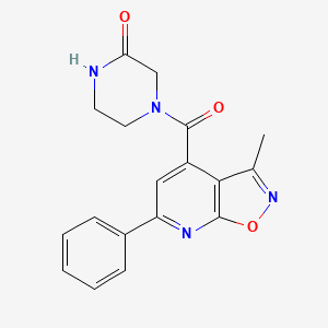 molecular formula C18H16N4O3 B12192301 4-[(3-Methyl-6-phenyl[1,2]oxazolo[5,4-b]pyridin-4-yl)carbonyl]piperazin-2-one 