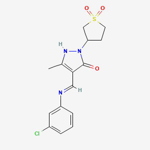 (4E)-4-{[(3-chlorophenyl)amino]methylidene}-2-(1,1-dioxidotetrahydrothiophen-3-yl)-5-methyl-2,4-dihydro-3H-pyrazol-3-one