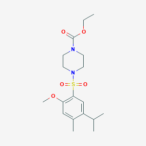 molecular formula C18H28N2O5S B12192545 Ethyl 4-[2-methoxy-4-methyl-5-(propan-2-yl)benzenesulfonyl]piperazine-1-carboxylate 