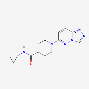 molecular formula C14H18N6O B12192630 N-cyclopropyl-1-([1,2,4]triazolo[4,3-b]pyridazin-6-yl)piperidine-4-carboxamide 