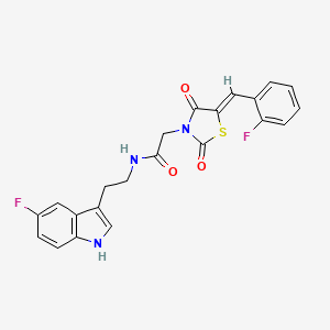 2-[(5Z)-5-(2-fluorobenzylidene)-2,4-dioxo-1,3-thiazolidin-3-yl]-N-[2-(5-fluoro-1H-indol-3-yl)ethyl]acetamide