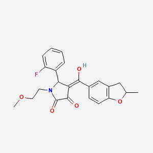 (4E)-5-(2-fluorophenyl)-4-[hydroxy(2-methyl-2,3-dihydro-1-benzofuran-5-yl)methylidene]-1-(2-methoxyethyl)pyrrolidine-2,3-dione