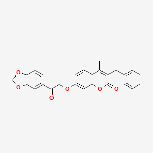 molecular formula C26H20O6 B12192662 7-[2-(1,3-benzodioxol-5-yl)-2-oxoethoxy]-3-benzyl-4-methyl-2H-chromen-2-one 