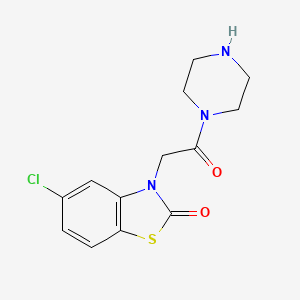 B1219270 1-((5-Chloro-2-oxo-3(2H)-benzothiazolyl)acetyl)piperazine CAS No. 33353-30-9