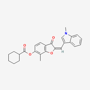 (2E)-7-methyl-2-[(1-methyl-1H-indol-3-yl)methylidene]-3-oxo-2,3-dihydro-1-benzofuran-6-yl cyclohexanecarboxylate