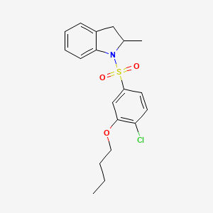 molecular formula C19H22ClNO3S B12192803 1-(3-butoxy-4-chlorobenzenesulfonyl)-2-methyl-2,3-dihydro-1H-indole 