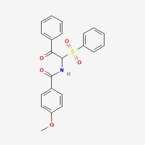 molecular formula C22H19NO5S B12192810 4-methoxy-N-[2-oxo-2-phenyl-1-(phenylsulfonyl)ethyl]benzamide 