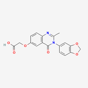 molecular formula C18H14N2O6 B12192812 {[3-(1,3-Benzodioxol-5-yl)-2-methyl-4-oxo-3,4-dihydroquinazolin-6-yl]oxy}acetic acid 