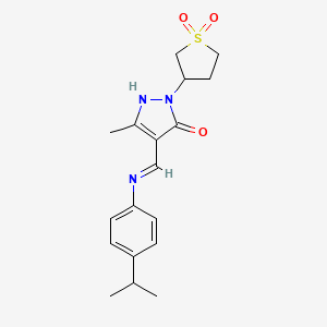 (4E)-2-(1,1-dioxidotetrahydrothiophen-3-yl)-5-methyl-4-({[4-(propan-2-yl)phenyl]amino}methylidene)-2,4-dihydro-3H-pyrazol-3-one